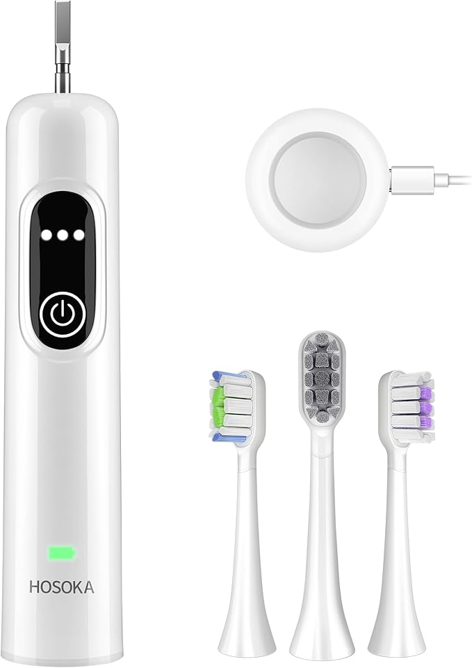 Sonic Electric Toothbrush for Adults Oscillation &amp Vibration Smart Toothbrush with Customizable App 3 Brush Heads Wireless Rechargeable Travel Electric Toothbrush IPX7 Waterproof (White)