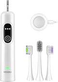 Sonic Electric Toothbrush for Adults Oscillation &amp Vibration Smart Toothbrush with Customizable App 3 Brush Heads Wireless Rechargeable Travel Electric Toothbrush IPX7 Waterproof (White)