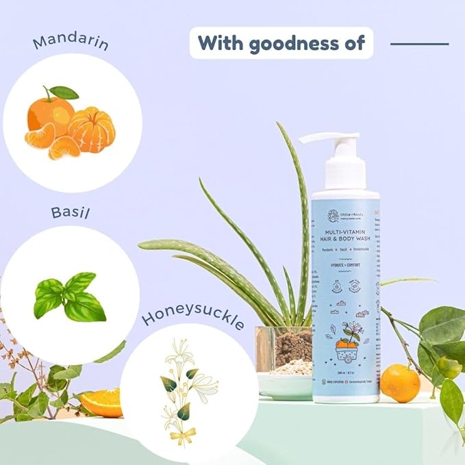 Lill Hair &amp Body Wash Natural Formula with Honeysuckle Basil Mandarin pH Balanced Tear-Free