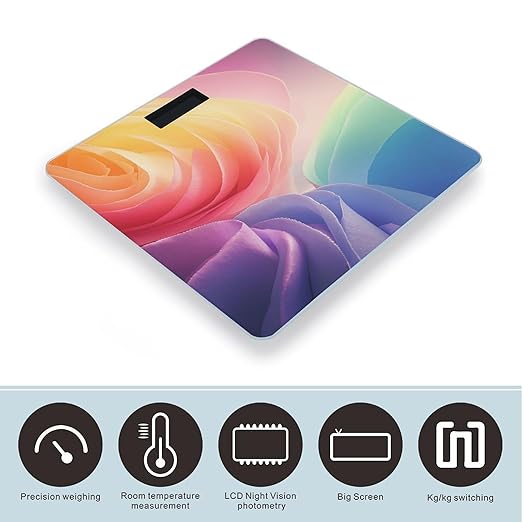 Rainbow Scale for Body Weight Digital Bathroom Scale Toughened Glass High Precision Scales for Body Weight with Large LCD Backlight Display Weight Scales