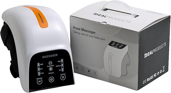 IdealProducts Knee Massager Pro+ with Heat Red Light Therapy and Vibration 6-in-1 Dual-Wavelength - Cordless Portable Adjustable Straps Knee Pain Relief