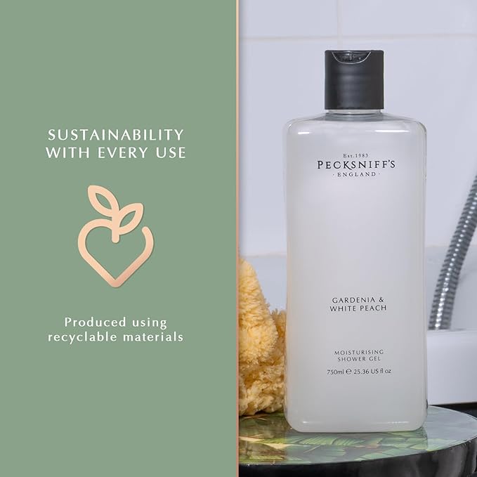 Pecksniff's Gardenia &amp White Peach Moisturizing Shower Gel | 750ml / 25.36 Fl Oz