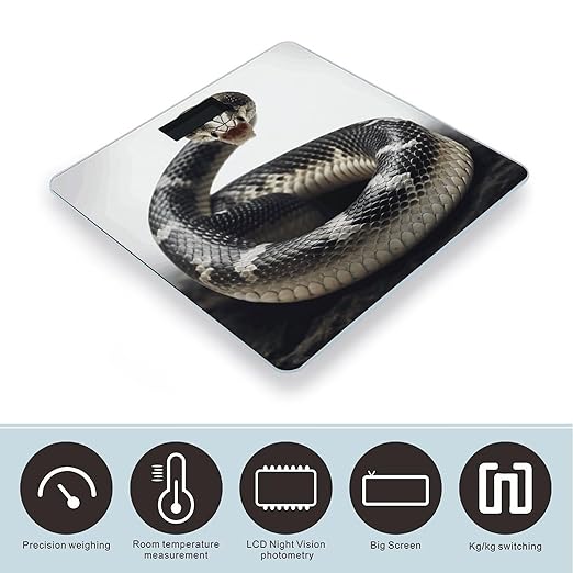 Cobra Snake Scale for Body Weight Safe Rounded Corners Tempered Glass Digital Bathroom Scale LED Display 400lb Capacity Weight Scales with High Precision Sensors