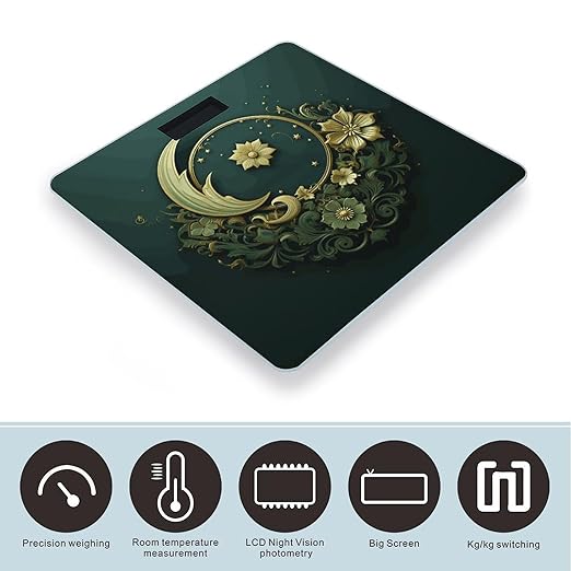 Ramadan on Green Wallpaper Weight Scale Digital Electronic Scales Bathroom Scale Larg LCD Backlight Display High Precision MeasurementsTempered Glass
