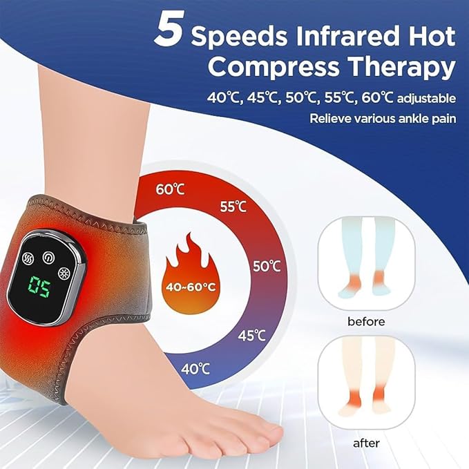GDSAFS Foot Massager Cordless Portable Foot Triple Method Massager for Neuropathy 3 Vibration Grade &amp 5 Heat Grade for Achilles Tendinitis &amp Plantar Fasciitis Pain Relief (1PC)