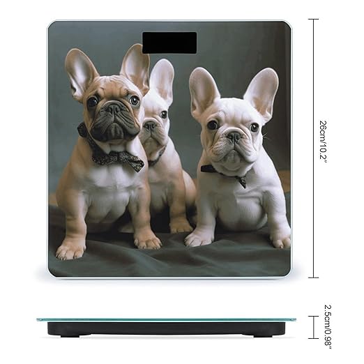 French Bulldog Puppies Scale with LCD Precision Weighing Scales Sturdy Tempered Glass Weight Scales Easy-to-Read Anti-Slip Weight Digital Bathroom Scale for Daily