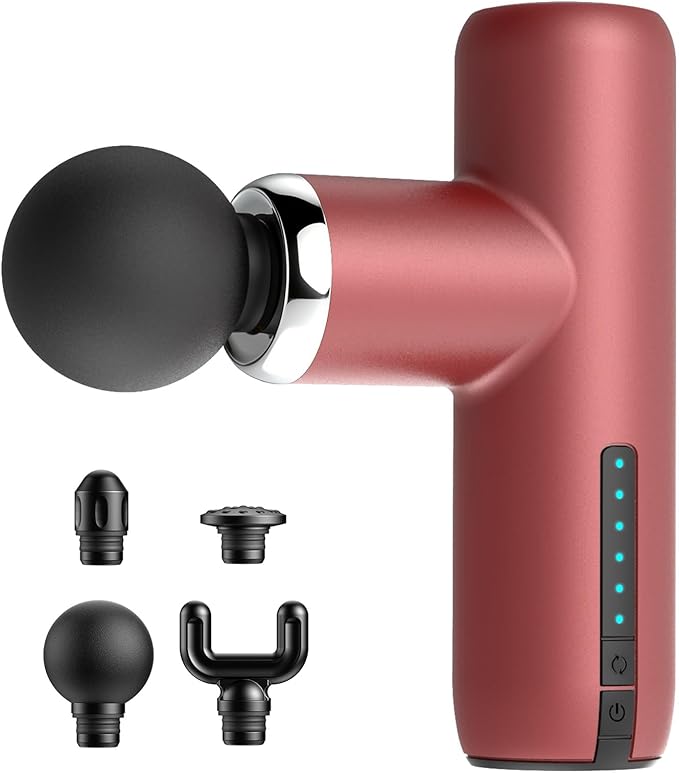 Mini Massage Gun Pocket-Sized Massage Gun Deep Tissue Quiet Portable Percussion Muscle Travel Massager GunBack/Neck Massager for Pain Relief Deep Tissue (Red)