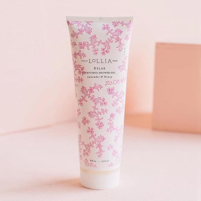 LOLLIA Relax Shower Gel 8 fl. oz. – Lavender &amp Honey – Scented Shower Gel Shea Butter Body Wash Bath Wash for Women Moisturizing Body Wash