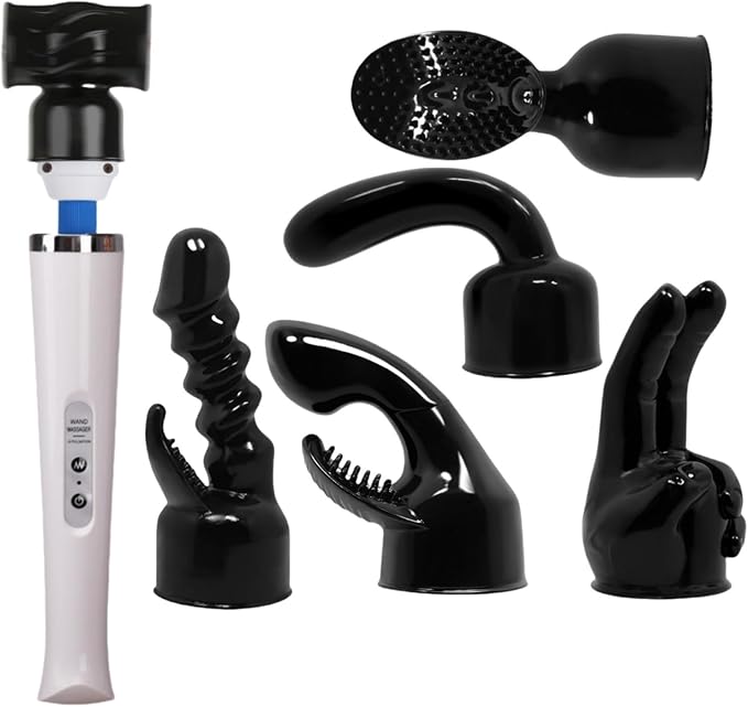 NUHUi 6Pcs Massage Head Attachments Accessories Black + A Large Size Massager for Back