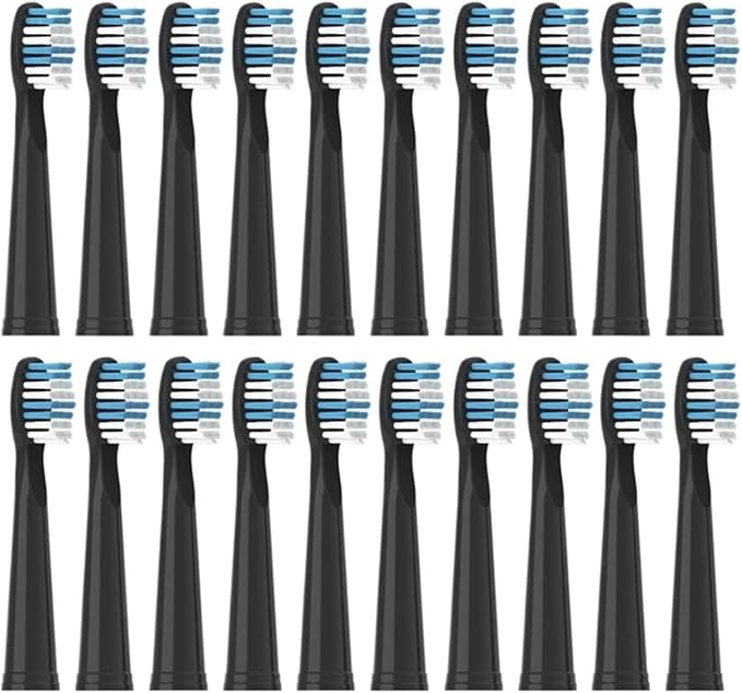 Replacement Brush HeadsCompatible for Seago Electric Toothbrushes E1-9/SG2303/SG575 Vacuum Packing(20pcs Black)