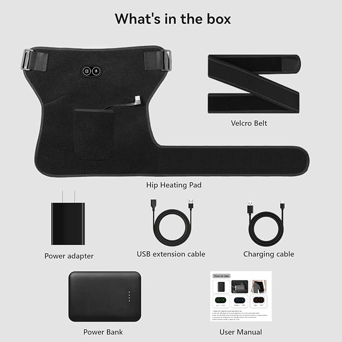 Cordless Heated Massage with 5000mAh Power Bank for Hip/Sciatica Pain Relief Hip Heating Pad Support Brace with Hot Physical Therapy Lower Back/Thigh/Buttock Best Gift for Family﻿