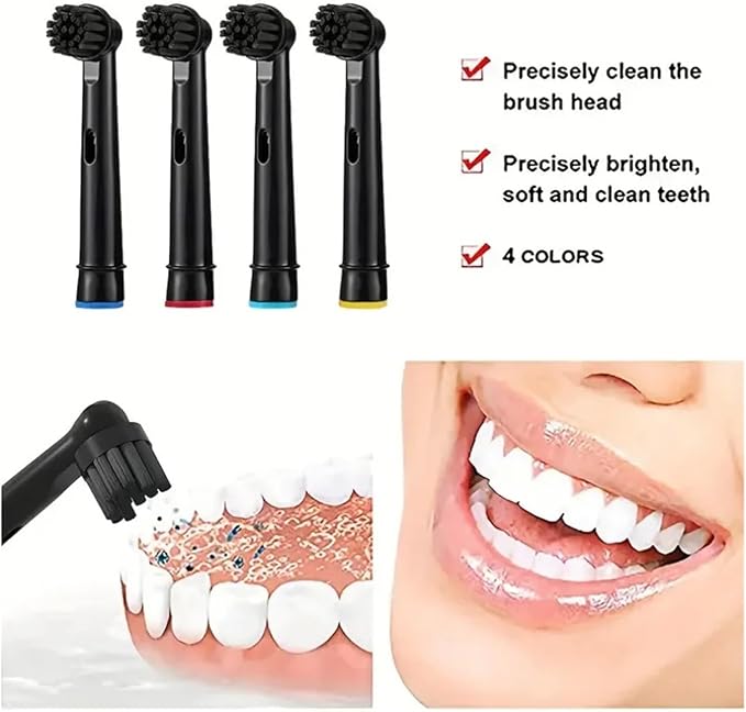 Black Bamboo Charcoal Brush Heads Compatible for Oral B Electric Toothbrush Advance Power/Pro Health/Triumph/3D Excel/Vitality Precision(8pcs Black)