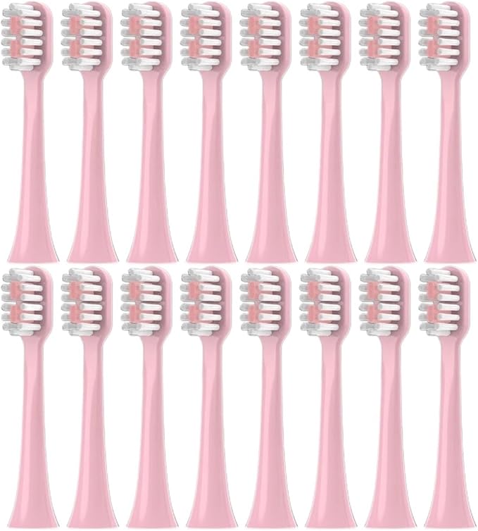 Replacement Toothbrush HeadsCompatible for EFZQ E10/E10C/E10S/F10 Soft Bristle Nozzles(16pcs)(16pink Whitening)