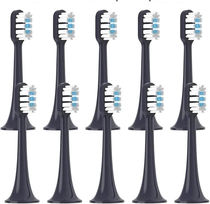 10Pcs Replacement Toothbrush HeadsCompatible for MIJIA T301/T302/T501 Sonic Electric Tooth Brush Bristle Nozzles(10 Blue)