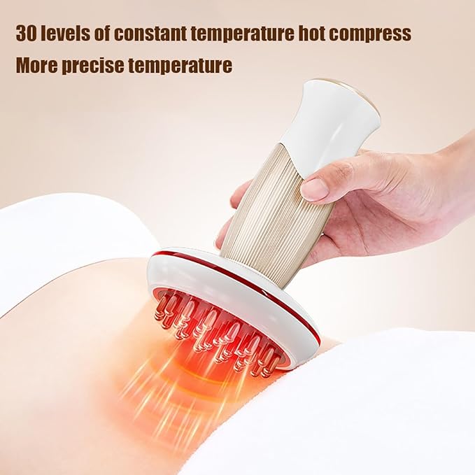Heated Lymph Brush Beauty Brush Massager 4 in 1 Massager Anti Cellulite Massage Tool Machine with Heat and 20/30-Speed Vibration Massage Soothes Relaxes(30 Gears)