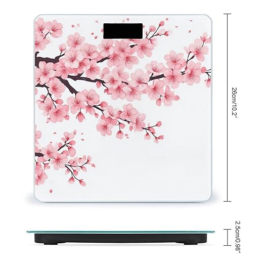 Smart Scale for Body Weight Automatic Switch Digital Bathroom Weighing Scale Branch of A Flourishing Tree Cherry Flowers Blossoms Spring Theme Art