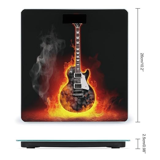 Digital Bathroom Scale for Body Weight Scale with Bright LCD Display High Accuracy Step-On Technology Auto On/Off Burning Guitar Digital Scales 400 Lbs /180kg