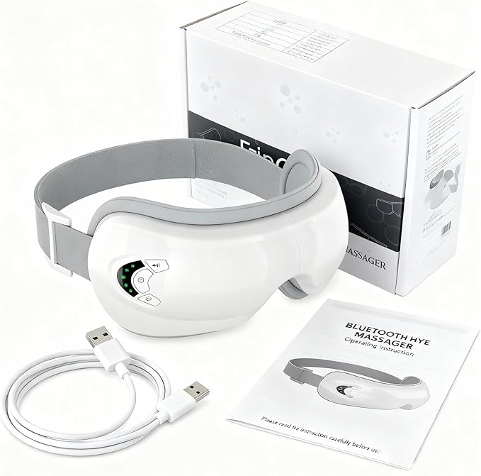 Eye Massager with Heat and Music Relaxation and Stress Relief Device. Heated Eye Mask Massage for Migraines &amp Headache Relief Reduce Dry Eyes Improve Sleep. Birthday Gifts for Women Men Mom Dad