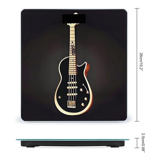 Black Guitar Scale with LCD Precision Weighing Scales Sturdy Tempered Glass Weight Scales Easy-to-Read Anti-Slip Weight Digital Bathroom Scale for Daily