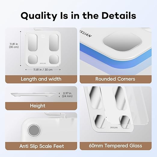 Smart Scale for Body Weight 8 Electrodes Digital Bathroom Scale with BMI Body Fat Muscle Mass 26 Metrics Full Body Composition Analyzer High Precision Digital Scale with LED Screen Bluetooth