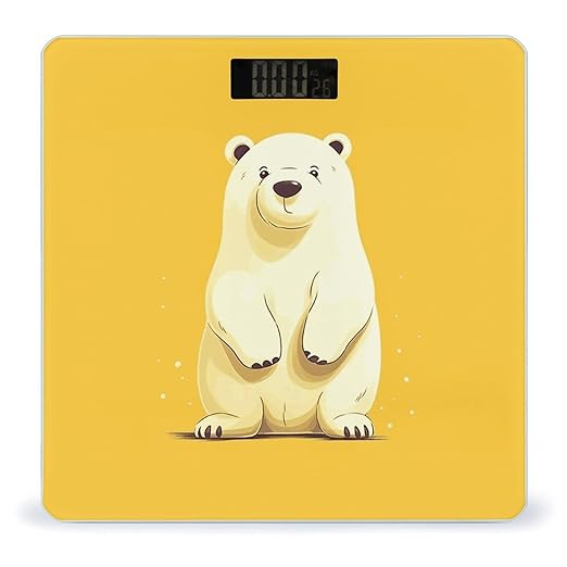 Digital Bathroom Scale for Body Weight Scale with Bright LCD Display High Accuracy Step-On Technology Auto On/Off Cute Cartoon Polar Bear Digital Scales 400 Lbs /180kg
