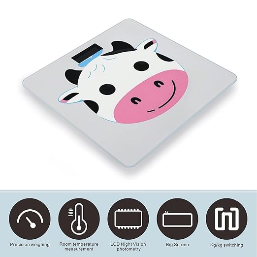 Funny Cow Scale for Body Weight Digital Bathroom Scale Accurate Smart Weight Scales with Large Display Weighing Machine High Precision Scales