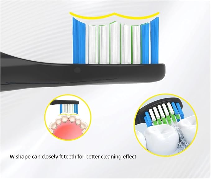 10PCSCompatible for Fairywill FW-E11 E10 E6 D7S Electric Toothbrush Replacement Brush Heads(10PCS Black)
