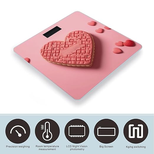 Heart Shaped Food Scale for Body Weight Anti-Slip Sturdy Tempered Glass Weighing Machine Highly Digital Accurate Bright LCD Bathroom Scale for Household Gift