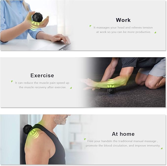 Electric Vibrating Massage Ball 2-Speed Fitness Yoga Pilates Physical Therapy Massage Roller to Fight Sore MusclesWashable Negative Ion Vibration Massages ball for Muscle RecoveryMyofascial Release