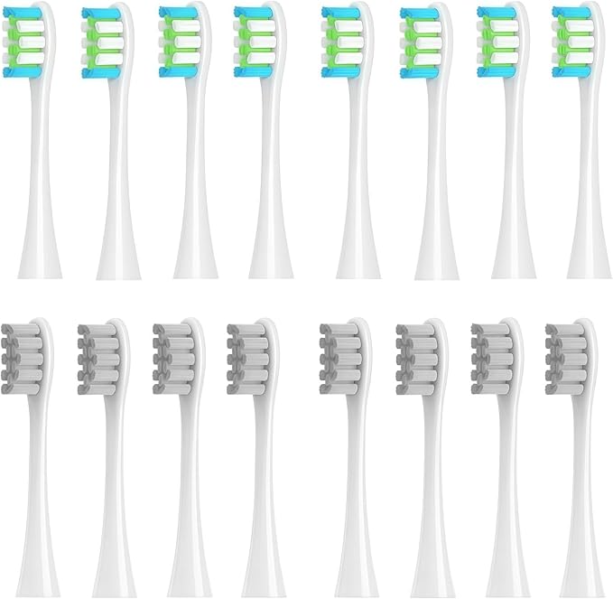 16pieces Replacement Brush Heads Compatible with Oclean SonicX/X Pro/ Z1/ SE / F1 / One / PW01/03/05/07/09 P5 Electric Toothbrush Heads(16 (2 Colors))