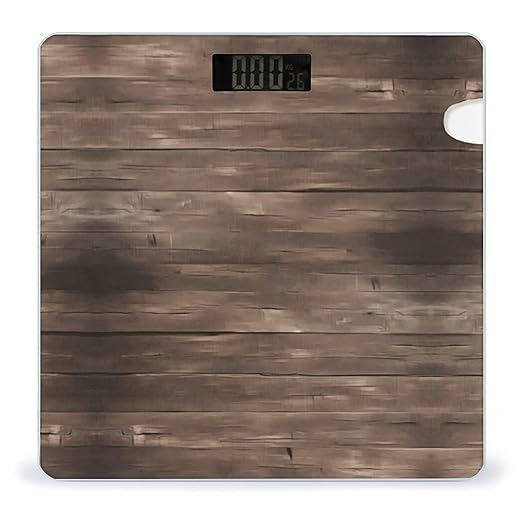 Rustic Old Barn Wood Bathroom Scale Ultra-Bright Liquid Crystal Screen Weight Scale Accurate Bathroom Body Scales for Body Weight Bathroom Pet Home Bedroom Gift-Giving