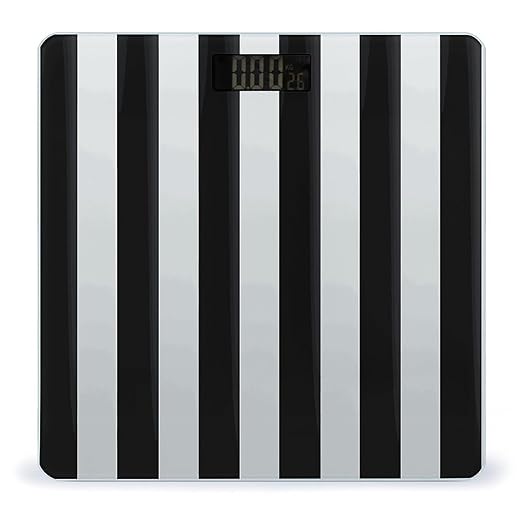 Digital Bathroom Scale for Body Weight Scale with Bright LCD Display High Accuracy Step-On Technology Auto On/Off Black and-White Stripes Digital Scales 400 Lbs /180kg