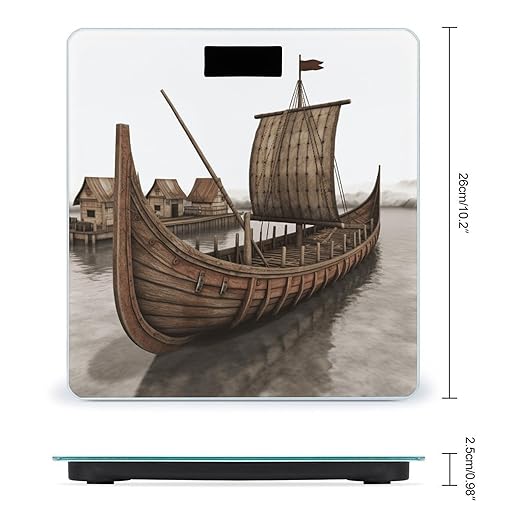 Old Viking Boat Weight ScaleClear LED Display Bathroom Digital Weighing ScaleTempered Glass Digital Bathroom Scale for Body Weight Capacity Up to 400 Lbs