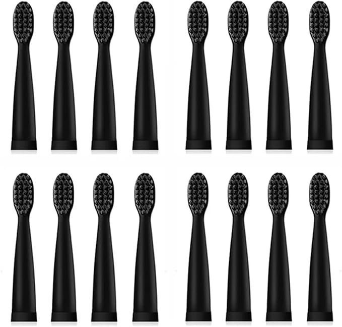 16pcs Replacement Brush Heads for Sonic Electric Toothbrush Soft Head Tips Deep Clean Adults J110 / J209(16pcs Black Head)