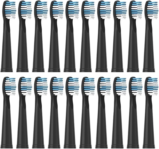 Replacement Brush Heads Compatible for Electric Toothbrushes E1-9/SG2303/SG575 Vacuum Packing(20pcs Black)