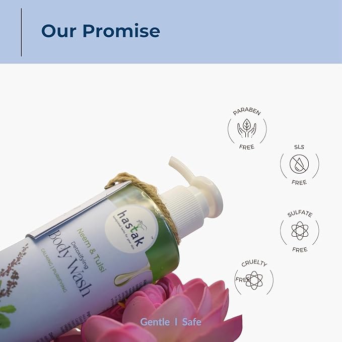 Hastak Organic Herbal Body Wash- 250 ml | Hydrating &amp Refreshing Shower Gel for Women &amp Men | Paraben and Sulphate Free (Neem &amp Tulsi)