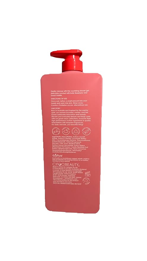 Raspberry &amp Vanilla Shower Gel Protect &amp Soothe 1000ml/33.8fl.oz. (Pack Of 1)