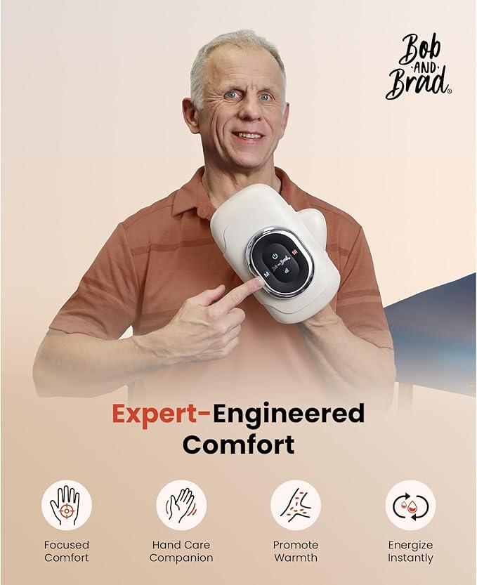 BOB AND BRAD Hand Massager with Heat and Compression Individual Fingers FSA-HSA Eligible Cordless Portable HandSpa Pro Hand Massager for Arthritis and Carpal Tunnel Pain Relief 5 Intensities