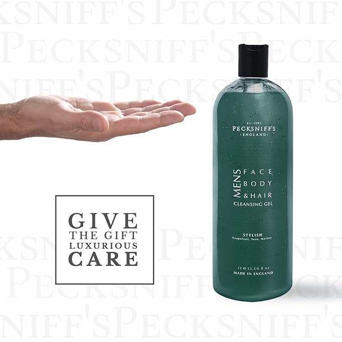 Pecksniff's Stylish 3-In-1 Cleansing Gel | 1L/1000 ml/33.81 Fl Oz