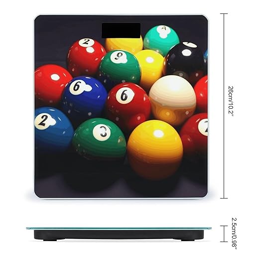 Color Billiards Scale with LCD Precision Weighing Scales Sturdy Tempered Glass Weight Scales Easy-to-Read Anti-Slip Weight Digital Bathroom Scale for Daily
