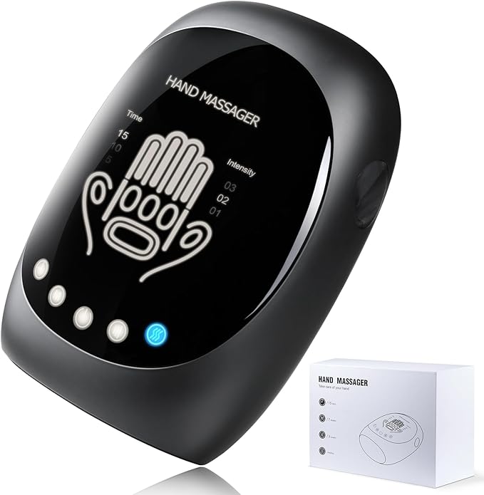 FSA Hand Massager with Heat and Compression for Arthritis Pain Relief with 5-Finger Individual Therapy Wrist Support Fits All Hand SizesRechargeable &amp Portable(Black)
