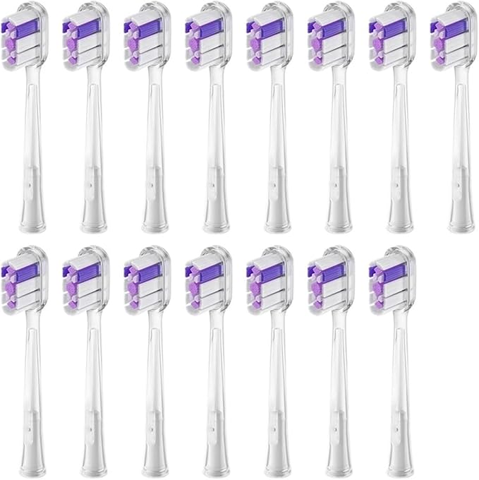 15pcs Brush Head Compatible for LaiFen LFTB01-P-A-S Sonic Electric Toothbrush(Transparent-Purple)