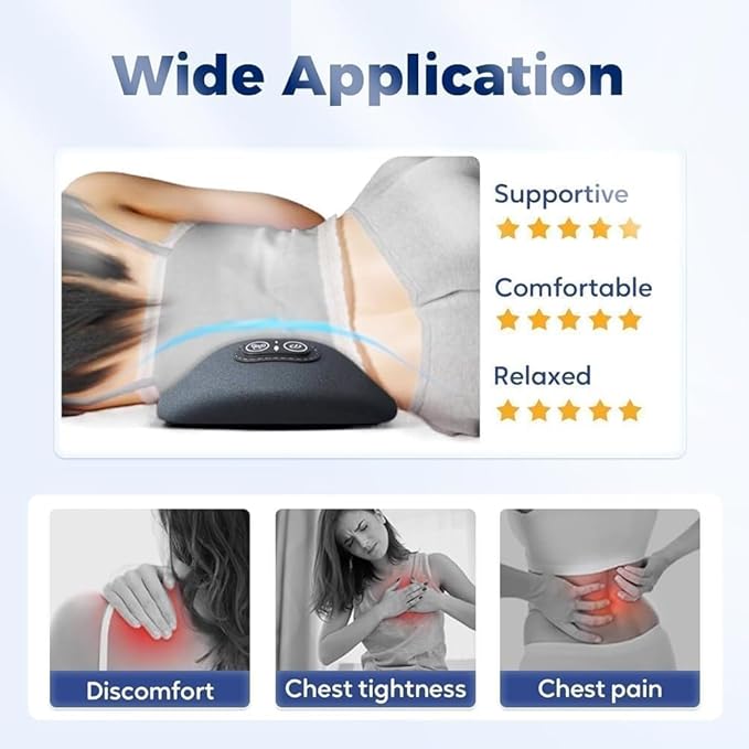 Smooth Triple Fusion Back Massager3 in 1 Back MassagerrElectric Lumbar Support Pillow Heat Vibration Massage Lower Back Spine Decompression Device(B)