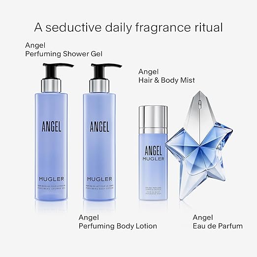 Mugler Angel - Shower Gel - Floral &amp Woody Womens Scented Body Wash - With Peony Praline and Wood Accord- 6.7 Fl Oz