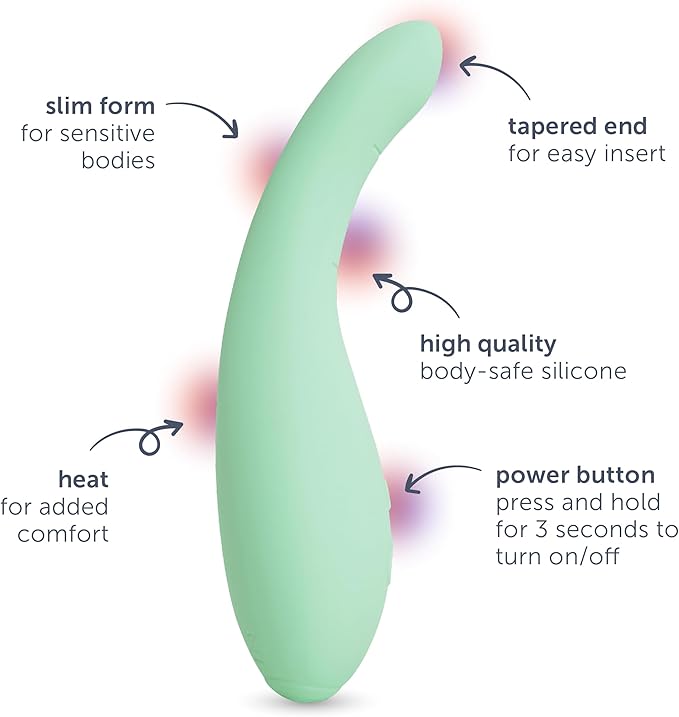 plusOne Petite Pelvic Massage Wand – Heated Personal Massager with 10 Vibration Settings – Waterproof Body-Safe Silicone Tool for Inner Comfort Tension &amp Gentle Stretching