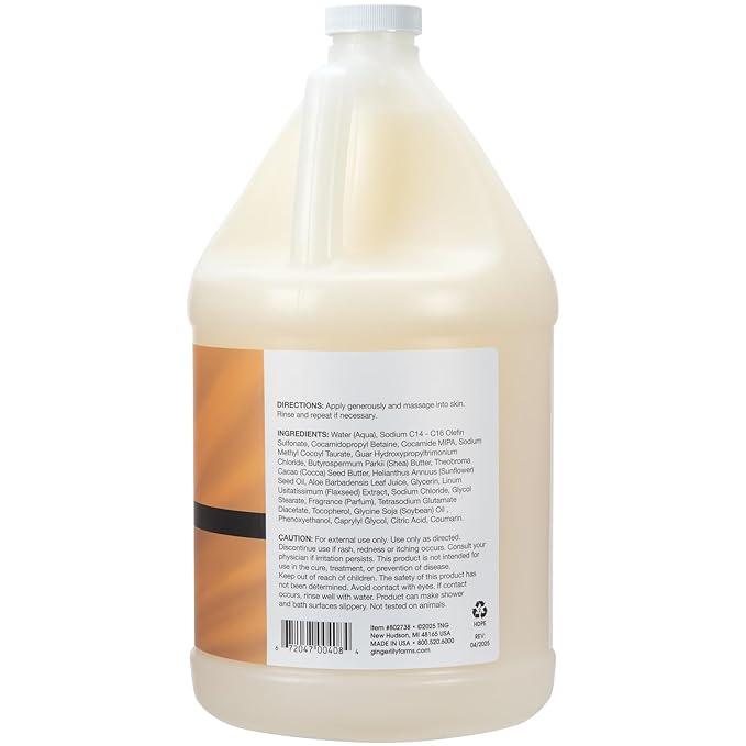 Ginger Lily Farms Botanicals Shea Indulgence Deep Hydration Body Wash Coco Mango 100% Vegan &amp Cruelty-Free Coconut Mango Scent 1 Gallon (128 fl oz) Refill