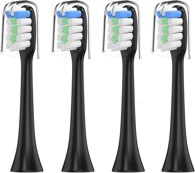 16Pcs Replacement Brush HeadsCompatible for SOOCAS V1/X1/X3/X5/X3U/X3PRO/v1/v2 Electric Toothbrush Soft Bristle Nozzles(Black)