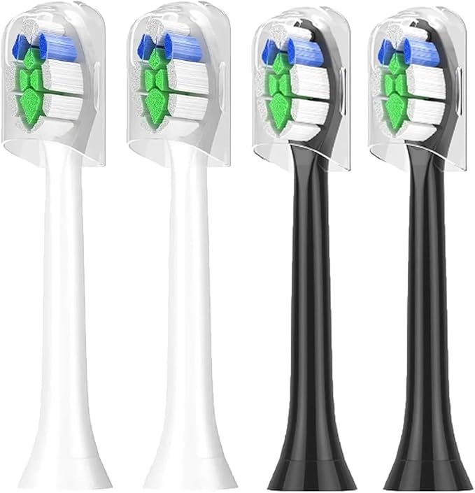 4/8/12/16 Pcs Replacement Toothbrush Heads Compatible for PhilipsSonicare Electric Toothbrush Refills for 1100 2100 4100 5100(2White 2Black)