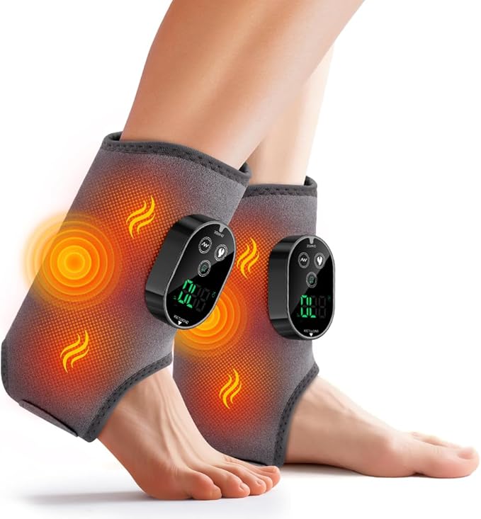 2-Pack Foot Renew Foot Massager Ankle and Foot Massager for Pain Relief Ankle Heating Pad with Massage 6 Heat Levels &amp 3 Massage Modes with Timer (Grey)