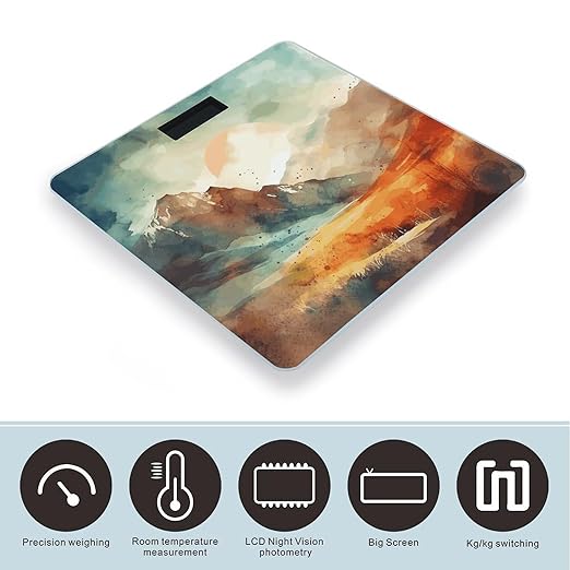 Digital Bathroom Scale for Body Weight Scale with Bright LCD Display High Accuracy Step-On Technology Auto On/Off Mountains and Sun Digital Scales 400 Lbs /180kg